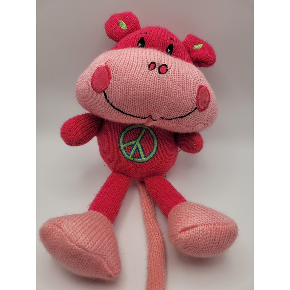 Dan Dee Plush Monkey Unisex Small Pink Excellent Peace Sign Sweater Knit 2010